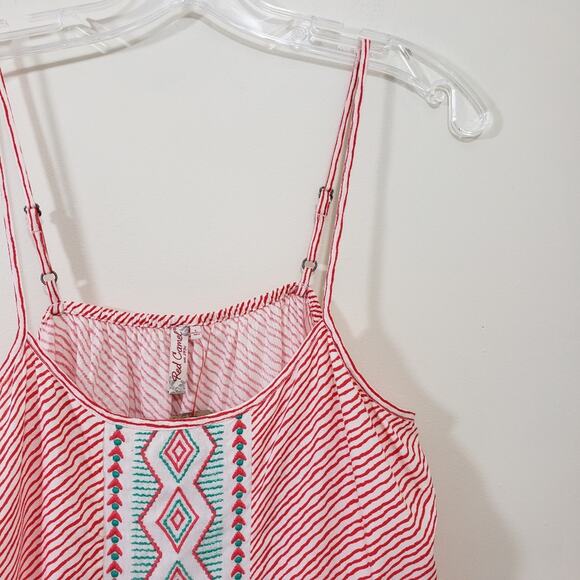 Red Camel NWT striped embroidered lace trim front tank top woman's size large - Picture 5 of 9